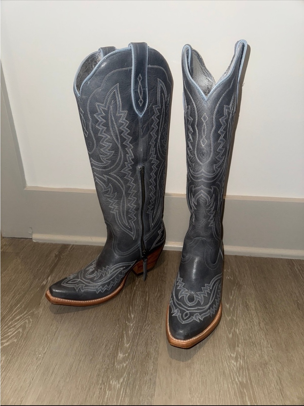 Ariat Light Blue Denim Knee-High Western Boots - Picture 2 of 5